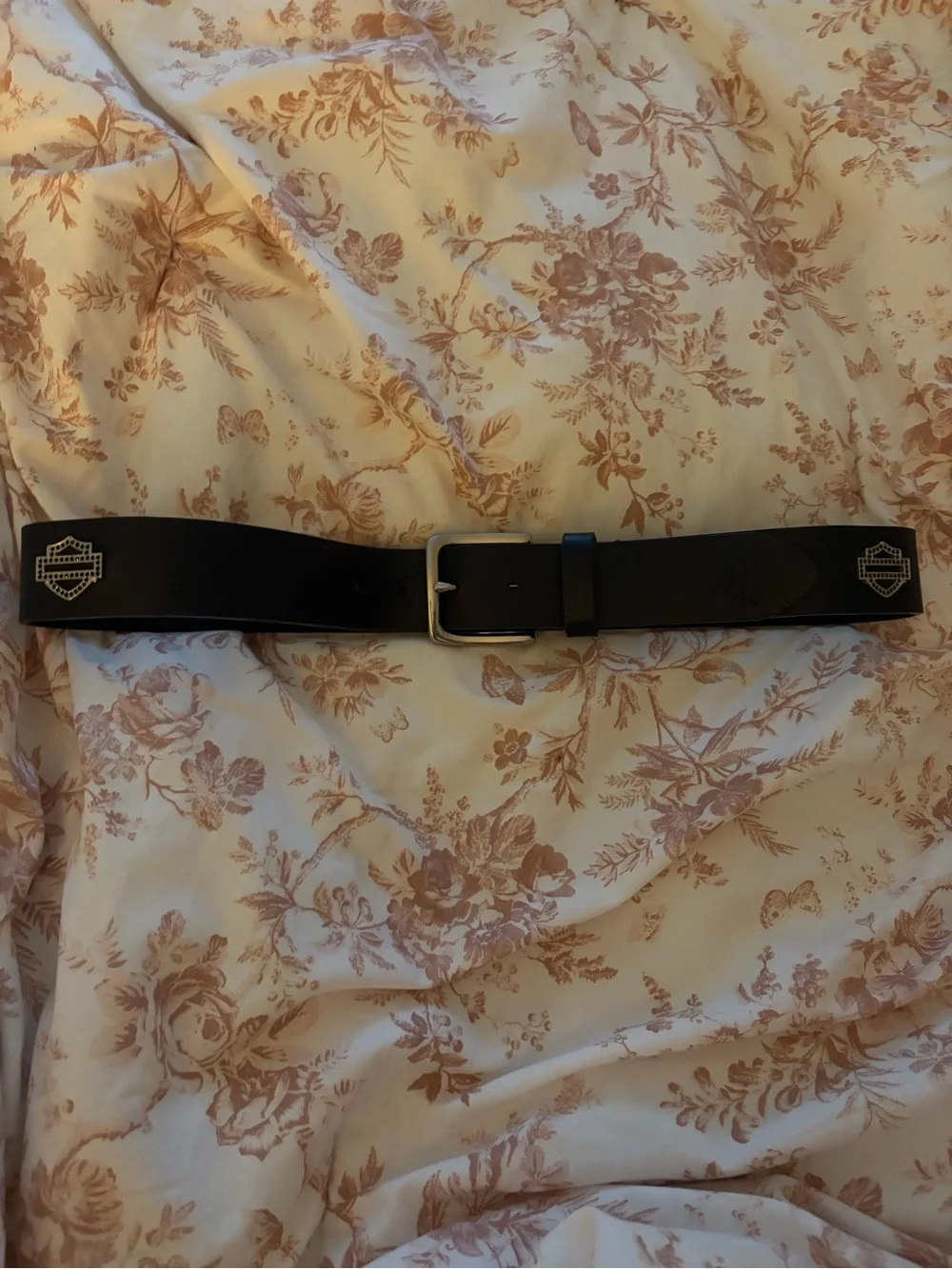 Harley-Davidson Black Leather Belt with Logo Shields